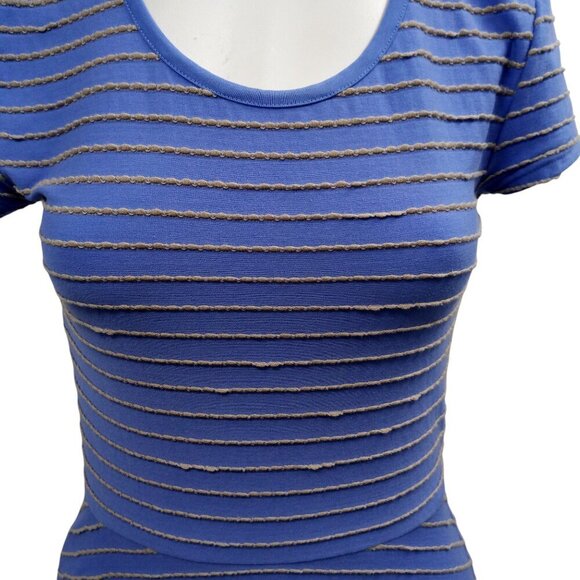 Matilda Jane Exploration Fit & Flare Blue Striped Dress Size XS Gray Swing - Picture 5 of 12